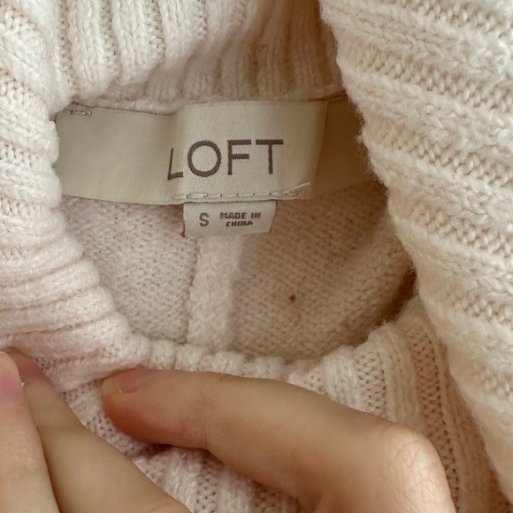 LOFT Tri Colorblock Cowl Neck Sweater, Cream/Tan/Orange/Brown, Size Small - Picture 11 of 16